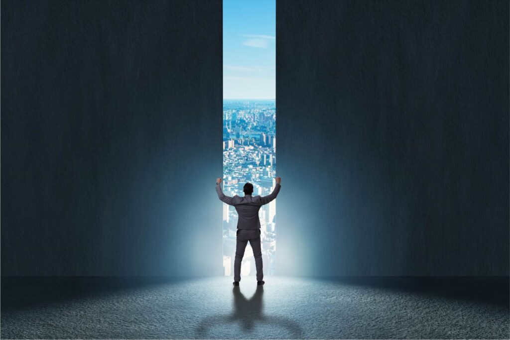 an open door to the new beginnings for entrepreneurs