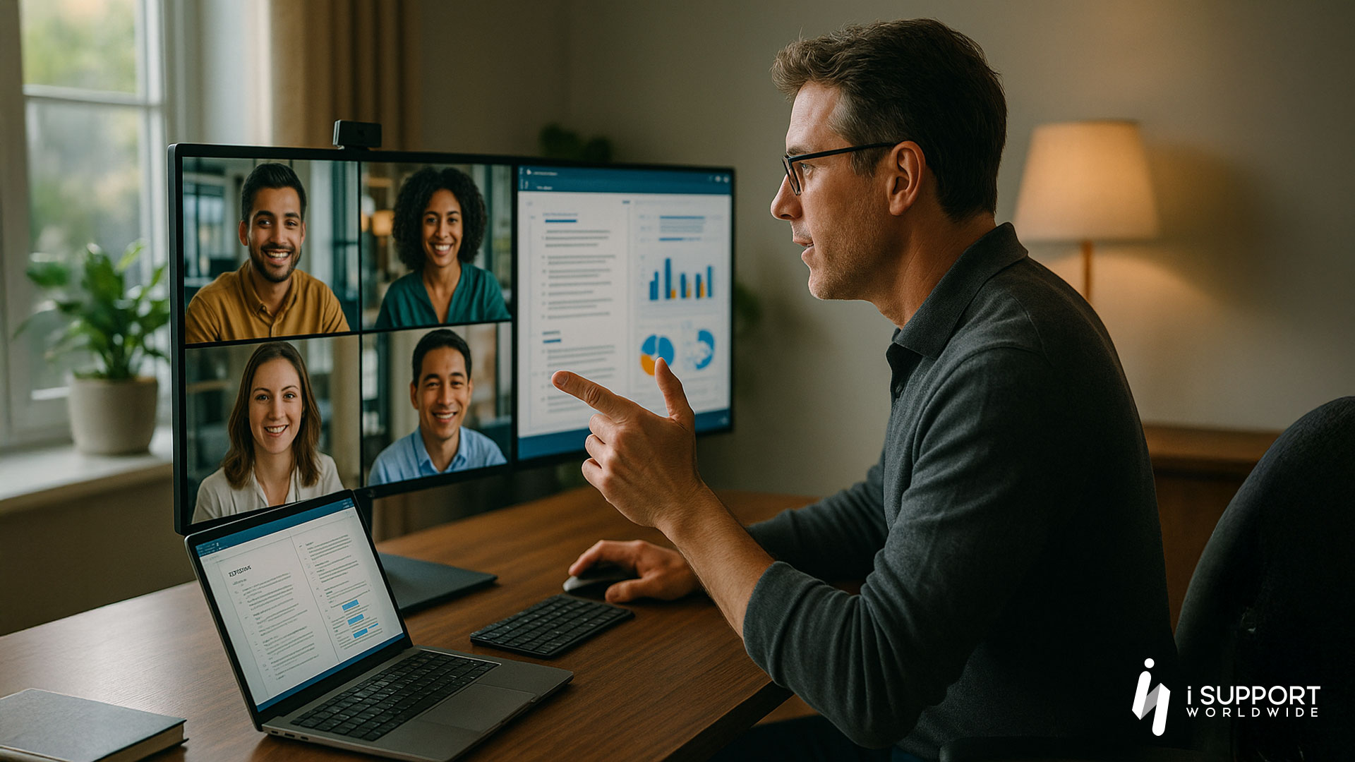 Offshore Outsourcing -A remote manager conducting a virtual meeting- iSupport Worldwide