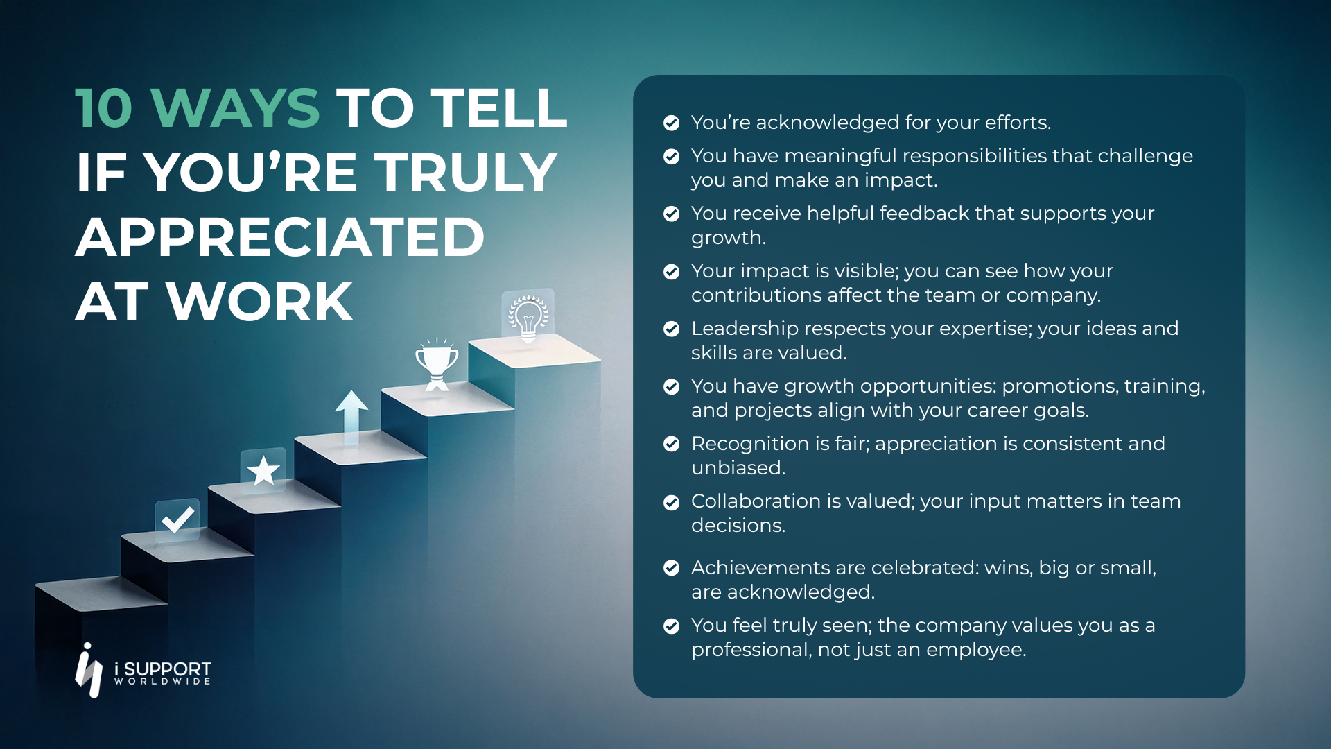 Offshoring-10 Ways to Tell If You’re Truly Appreciated at Work -iSupport Worldwide